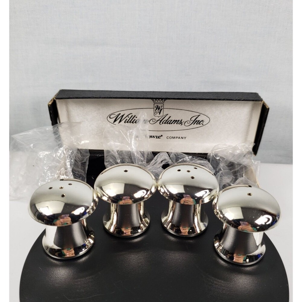 Vintage Williams Adams Towle Silverplate Salt & Pepper Shakers 2 Pairs Mushrooms